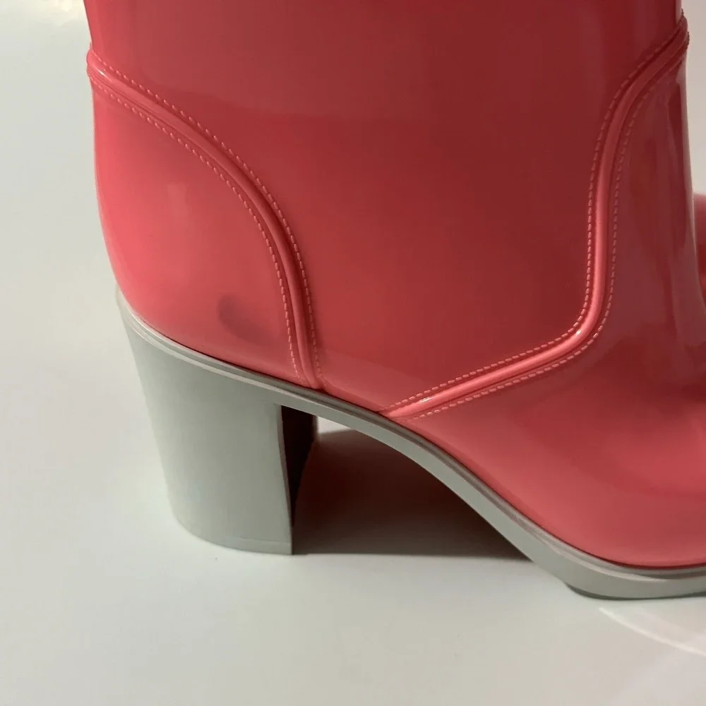 Christian Louboutin Loubirain Waterproof Bootie 70 Rubber Rain Boots 37 7 Pink